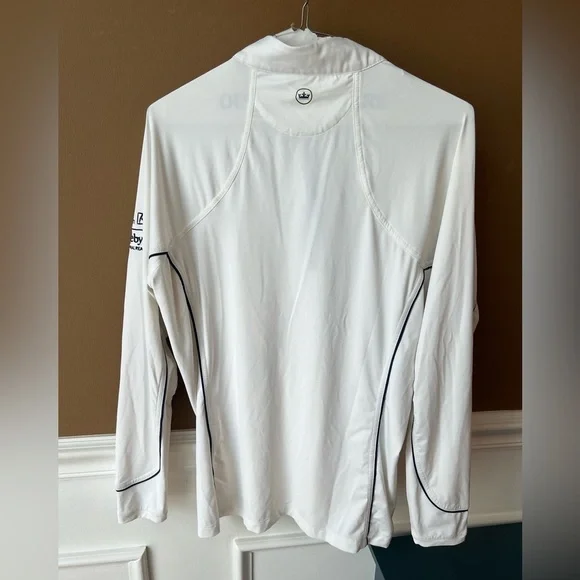 Peter Millar White Quarter Zip Shirt Athletic Long Sleeve Tee Size L Golf Tennis - Picture 4 of 6